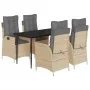 Set comedor de jardín 5 pzas con cojines ratán sintético beige by , Garden sets - Ref: Foro24-3213257, Price: 638,83 €, Disco...