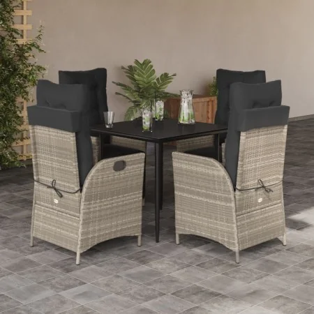 Set comedor de jardín 5 pzas cojines ratán sintético gris claro von , Gartensets - Ref: Foro24-3213276, Preis: 619,90 €, Raba...