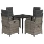 Set comedor de jardín 5 piezas con cojines ratán sintético gris de , Conjuntos de jardín - Ref: Foro24-3212361, Precio: 573,3...