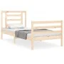 Bed frame with solid wood headboard 90x200 cm by vidaXL, Beds and slatted bases - Ref: Foro24-3194686, Price: 89,29 €, Discou...