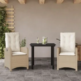 Set comedor de jardín 3 pzas con cojines ratán sintético beige by , Garden sets - Ref: Foro24-3212380, Price: 337,13 €, Disco...