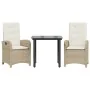 Set comedor de jardín 3 pzas con cojines ratán sintético beige de , Conjuntos de jardín - Ref: Foro24-3212380, Precio: 337,13...