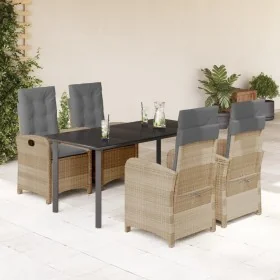 Set comedor de jardín 5 pzas con cojines ratán sintético beige von , Gartensets - Ref: Foro24-3212404, Preis: 681,51 €, Rabat...