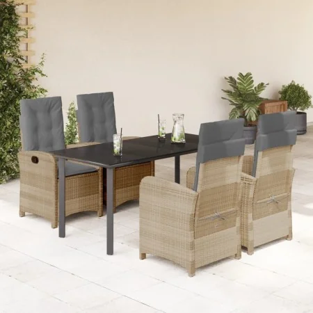 Set comedor de jardín 5 pzas con cojines ratán sintético beige de , Conjuntos de jardín - Ref: Foro24-3212404, Precio: 681,47...