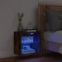 Mesita de noche de pared con luces LED roble ahumado de , Muebles TV - Ref: Foro24-837072, Precio: 36,20 €, Descuento: %
