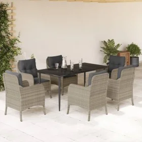 Set comedor jardín 7 pzas y cojines ratán sintético gris claro by , Garden sets - Ref: Foro24-3211994, Price: 734,70 €, Disco...