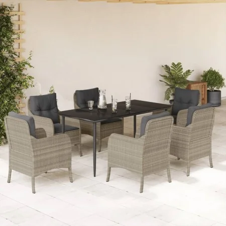 Set comedor jardín 7 pzas y cojines ratán sintético gris claro by , Garden sets - Ref: Foro24-3211994, Price: 734,70 €, Disco...