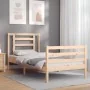 Bed frame with solid wood headboard 90x200 cm by vidaXL, Beds and slatted bases - Ref: Foro24-3194686, Price: 89,29 €, Discou...
