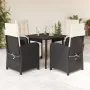 Set de muebles jardín 5 pzas con cojines ratán sintético negro by , Garden sets - Ref: Foro24-3212302, Price: 589,71 €, Disco...