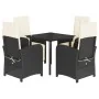 Set de muebles jardín 5 pzas con cojines ratán sintético negro by , Garden sets - Ref: Foro24-3212302, Price: 589,71 €, Disco...