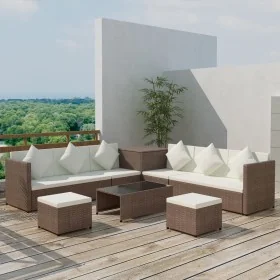 Set sofás de jardín 8 piezas y cojines ratán sintético marrón von , Gartensets - Ref: Foro24-42994, Preis: 741,61 €, Rabatt: %
