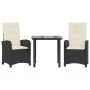 Set comedor de jardín 3 pzas con cojines ratán sintético negro by , Garden sets - Ref: Foro24-3212300, Price: 314,00 €, Disco...