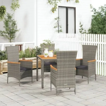 Set comedor de jardín 5 piezas con cojines ratán sintético gris by , Garden sets - Ref: Foro24-3157536, Price: 484,17 €, Disc...