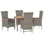 Set comedor de jardín 5 piezas con cojines ratán sintético gris by , Garden sets - Ref: Foro24-3157536, Price: 484,17 €, Disc...