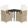 Set comedor de jardín 5 pzas con cojines ratán sintético beige by , Garden sets - Ref: Foro24-3212382, Price: 586,39 €, Disco...