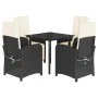 Set de muebles jardín 5 pzas con cojines ratán sintético negro by , Garden sets - Ref: Foro24-3212522, Price: 628,47 €, Disco...
