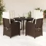 Set comedor de jardín 5 piezas y cojines ratán sintético marrón von , Gartensets - Ref: Foro24-3212543, Preis: 633,44 €, Raba...