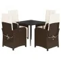 Set comedor de jardín 5 piezas y cojines ratán sintético marrón von , Gartensets - Ref: Foro24-3212543, Preis: 633,44 €, Raba...