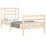 Bed frame with solid wood headboard 90x200 cm by vidaXL, Beds and slatted bases - Ref: Foro24-3194686, Price: 89,29 €, Discou...