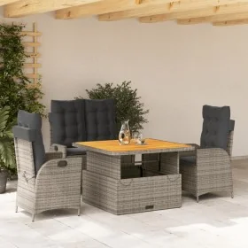 Juego de comedor de jardín 4 piezas con cojines ratán PE gris by , Garden sets - Ref: Foro24-3277464, Price: 625,73 €, Discou...