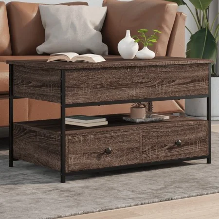 Mesa de centro madera ingeniería metal marrón roble 85x50x50 cm by , Coffee table - Ref: Foro24-845390, Price: 112,03 €, Disc...