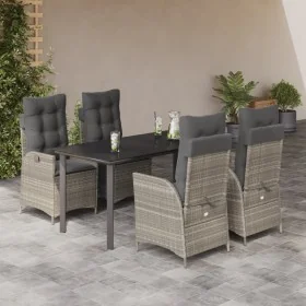 Set comedor de jardín 5 pzas cojines ratán