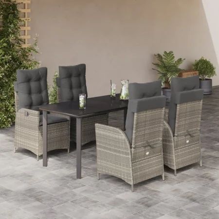 Set comedor de jardín 5 pzas cojines ratán sintético gris claro | Foro24.es | Tu tienda online para hogar, jardín y más Foro24.es