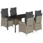 Set comedor de jardín 5 pzas cojines ratán sintético gris claro | Foro24.es | Tu tienda online para hogar, jardín y más Foro24.es