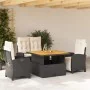 Juego comedor jardín 4 piezas con cojines ratán sintético negro de , Conjuntos de jardín - Ref: Foro24-3277381, Precio: 606,9...