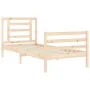 Bed frame with solid wood headboard 90x200 cm by vidaXL, Beds and slatted bases - Ref: Foro24-3194686, Price: 89,29 €, Discou...
