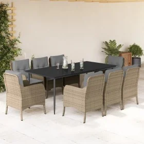 Set comedor de jardín 9 pzas con cojines ratán sintético beige von , Gartensets - Ref: Foro24-3211982, Preis: 1,00 €, Rabatt: %