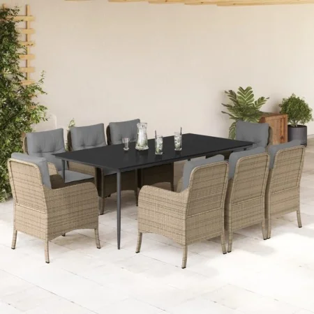 Set comedor de jardín 9 pzas con cojines ratán sintético beige by , Garden sets - Ref: Foro24-3211982, Price: 1,00 €, Discoun...