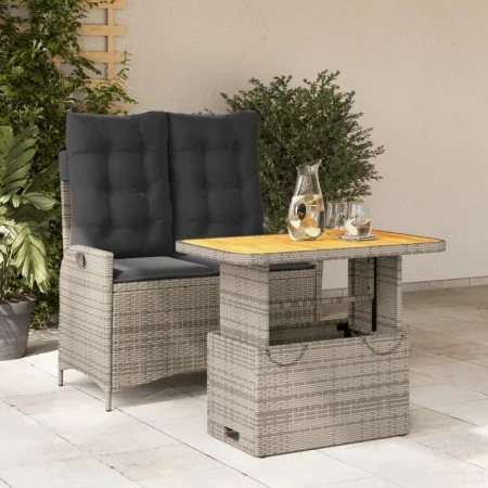 Juego de comedor jardín 2 pzas con cojines ratán sintético gris de , Conjuntos de jardín - Ref: Foro24-3277466, Precio: 284,7...