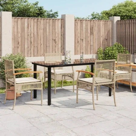 Set comedor de jardín 5 pzas con cojines ratán sintético beige von , Gartensets - Ref: Foro24-3213634, Preis: 398,44 €, Rabat...