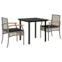 Set comedor de jardín 3 piezas con cojines ratán sintético gris by , Garden sets - Ref: Foro24-3213617, Price: 222,01 €, Disc...