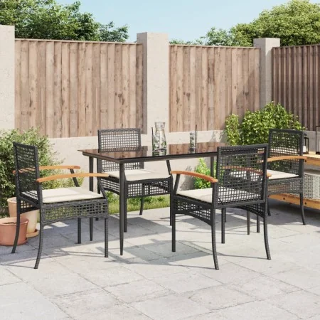 Set de muebles jardín 5 pzas con cojines ratán sintético negro by , Garden sets - Ref: Foro24-3213598, Price: 355,53 €, Disco...