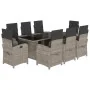 Set comedor de jardín 9 pzas cojines ratán sintético gris claro | Foro24.es | Tu tienda online para hogar, jardín y más Foro24.es