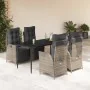 Set comedor de jardín 5 piezas con cojines ratán sintético gris von , Gartensets - Ref: Foro24-3213423, Preis: 731,37 €, Raba...