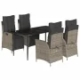 Set comedor de jardín 5 piezas con cojines ratán sintético gris von , Gartensets - Ref: Foro24-3213423, Preis: 731,37 €, Raba...