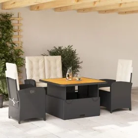Juego comedor jardín 4 piezas con cojines ratán sintético negro by , Garden sets - Ref: Foro24-3277320, Price: 551,19 €, Disc...