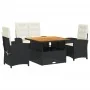 Juego comedor jardín 4 piezas con cojines ratán sintético negro by , Garden sets - Ref: Foro24-3277320, Price: 551,19 €, Disc...