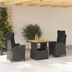 Set comedor de jardín 3 pzas con cojines ratán