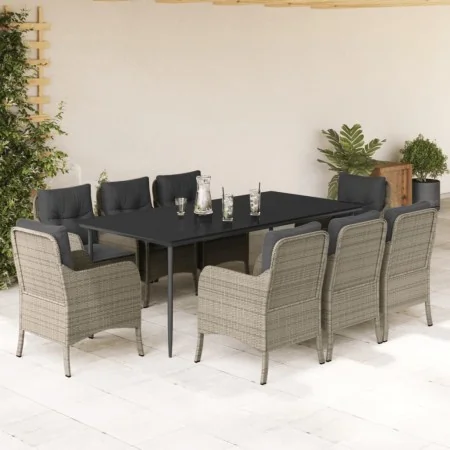 Set comedor de jardín 9 pzas cojines ratán sintético gris claro de , Conjuntos de jardín - Ref: Foro24-3211996, Precio: 1,00 ...