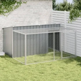 Caseta perros con corral acero galvanizado gris 197x194x110 cm von , Hundehütten - Ref: Foro24-3214224, Preis: 281,02 €, Raba...