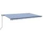 Toldo automático LED sensor de viento azul y blanco 500x350 cm by , Awnings - Ref: Foro24-3069231, Price: 685,14 €, Discount: %