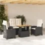Juego comedor jardín 4 piezas con cojines ratán sintético negro by , Garden sets - Ref: Foro24-3277383, Price: 520,54 €, Disc...