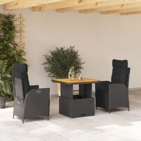 Set comedor de jardín 3 pzas con cojines ratán