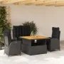 Juego comedor jardín 4 piezas con cojines ratán sintético negro | Foro24.es | Tu tienda online para hogar, jardín y más Foro24.es