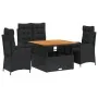 Juego comedor jardín 4 piezas con cojines ratán sintético negro | Foro24.es | Tu tienda online para hogar, jardín y más Foro24.es