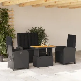 Juego comedor jardín 4 piezas con cojines ratán sintético negro by , Garden sets - Ref: Foro24-3277336, Price: 512,12 €, Disc...